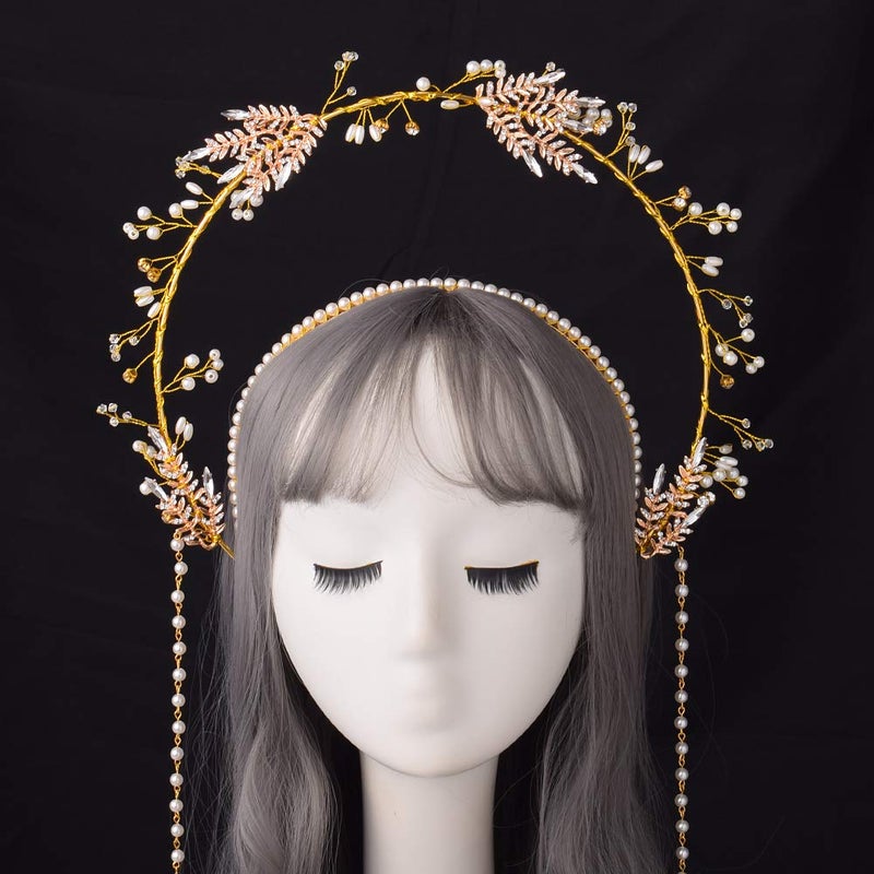 BLESSUME Halo Crown Mary Goddess Headband Women's Halloween Costume Goddess Headpiece (Style 12) - Image 4